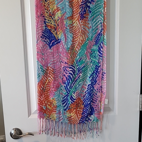 Lilly Pulitzer Pink and Blue Silk Cashmere Scarf